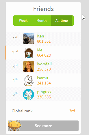 Keep learning Chinese to overtake your friends in the friends leaderboard
