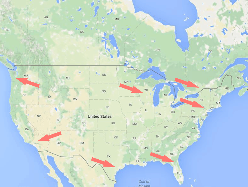 A map of the communities in Northern American where you can speak the Chinese language