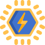icon of a lightning bolt, to symbolize pop culture such as comics, super heroes, books, movies